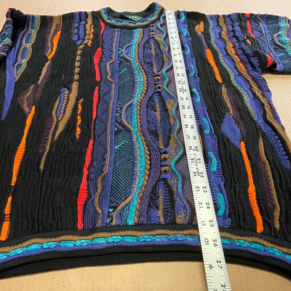 Vintage Tundra Men's Large Textured Sweater 3D Coogi Style Hip Hop Canada 90's - Picture 10 of 14